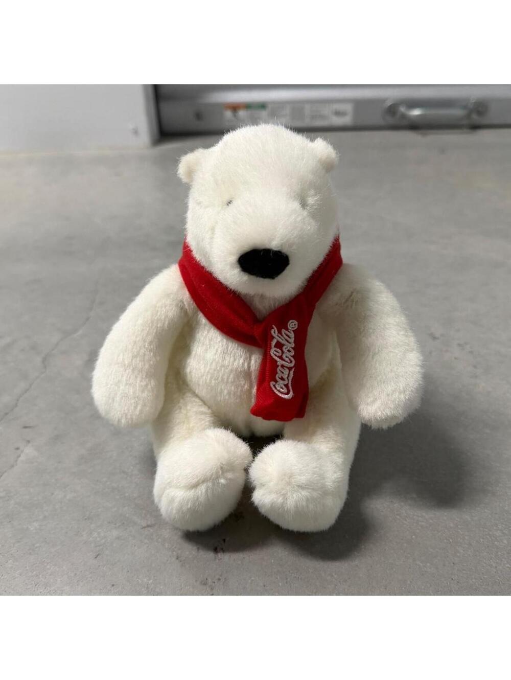 2007 Coca-Cola Polar Bear Plush Stuffed Animal Red Scarf Coke Promotional Toy